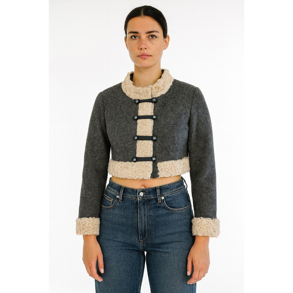 Vintage Arnold Constable Fifth Avenue Wool Tweed Jacket - Shearling Trim - Small